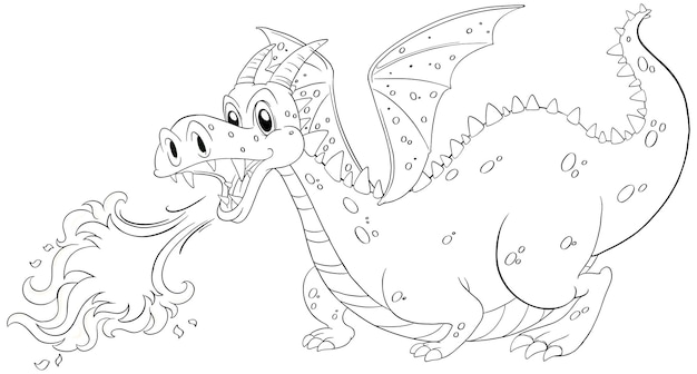 dragon coloring pages for kids blowing fire