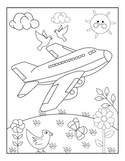 Airplane Drawing line art vector illustration for coloring book. Cartoon Aeroplane  drawing for coloring book for kids and children. Sketch art drawing Stock  Vector Image & Art - Alamy