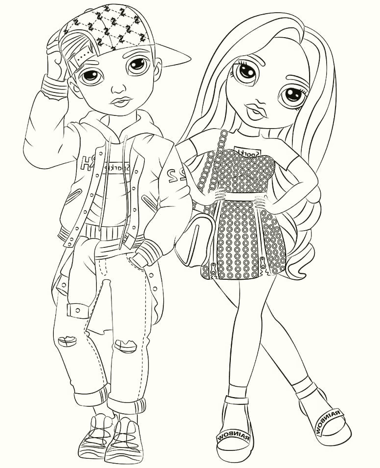 Rainbow High Girls Coloring Pages Pajama Party - Get Coloring Pages