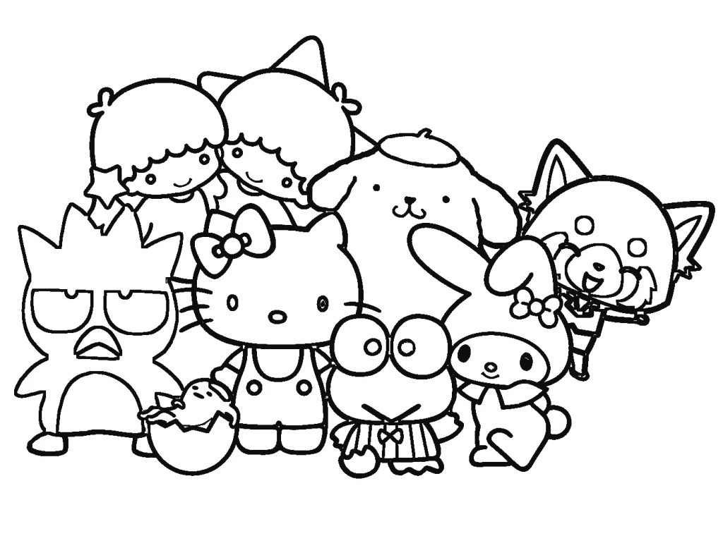 hello kitty bow coloring page
