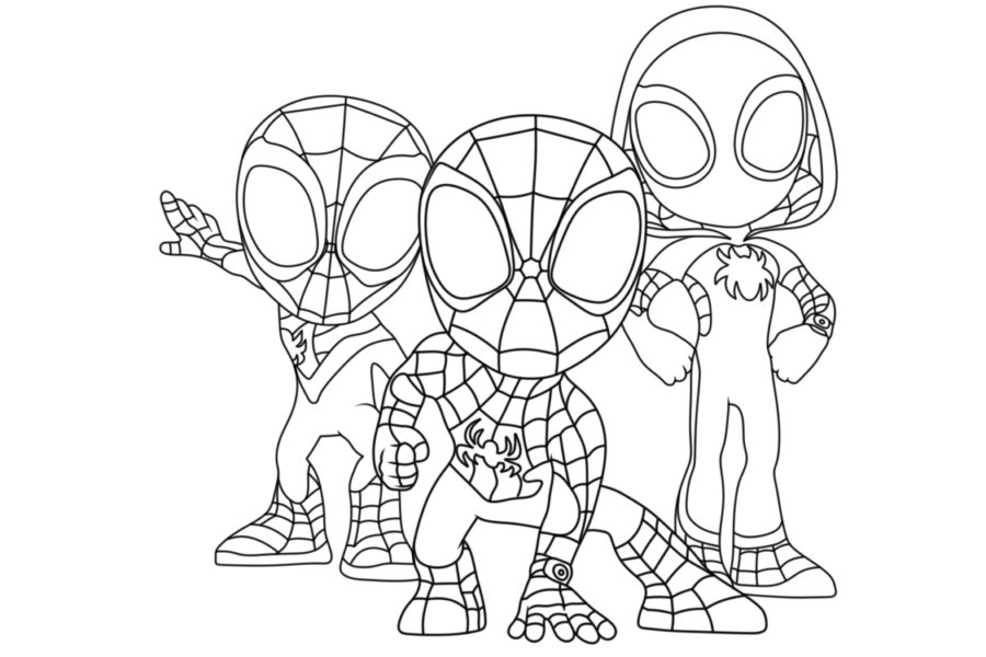 Spidey With Miles And Gwen Coloring Page
