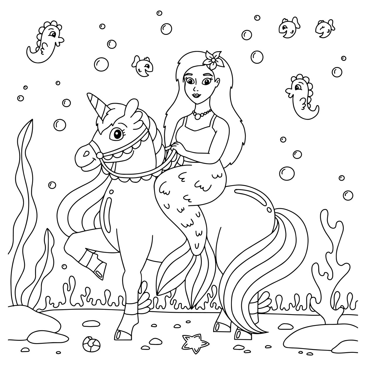 Unicorn And Mermaid Coloring Page [Printable]